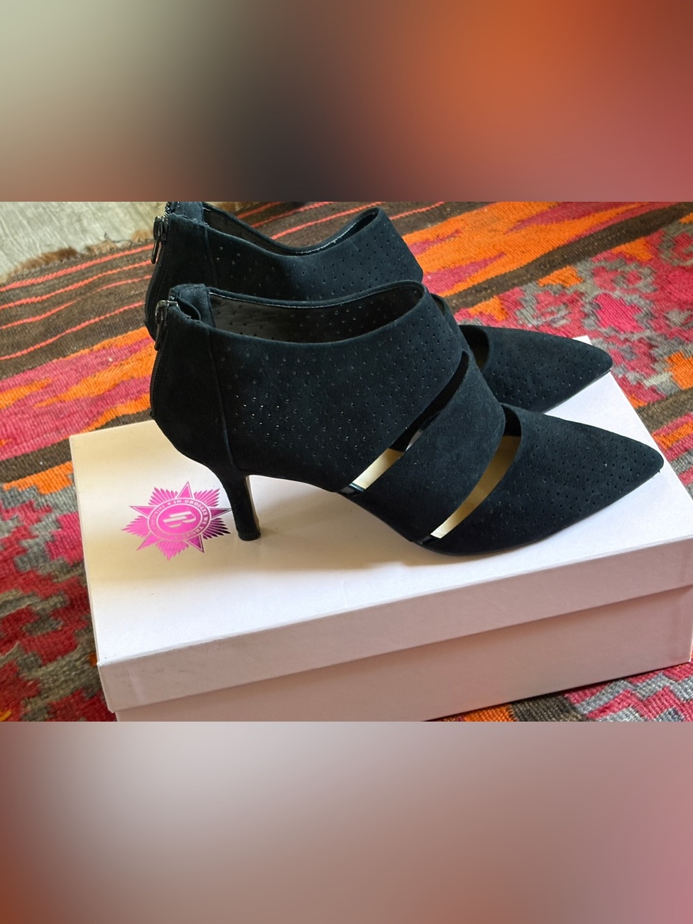 Bella Vita Black Suede Cutout Sandal Booties